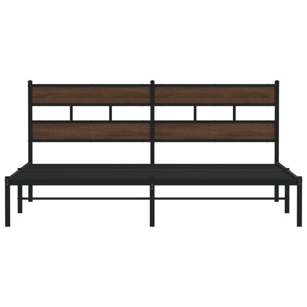 vidaXL Bed Frame without Mattress with Headboard Brown Oak 200x200 cm