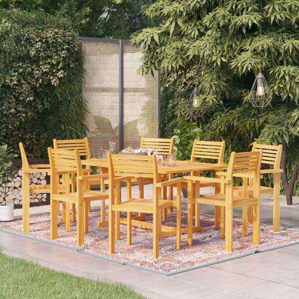 vidaXL 9 Piece Garden Dining Set Solid Teak Wood