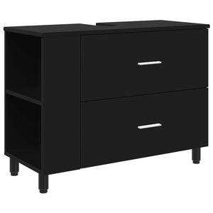 vidaXL Bathroom Vanity Unit Black 80 x 35 x 60 cm Engineered Wood