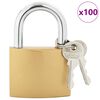 vidaXL U Lock with Keys 100 pcs Brass Iron