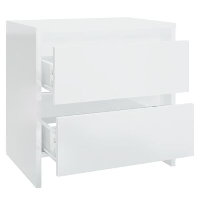vidaXL Bedside Cabinet High Gloss White 45x34.5x44.5 cm Engineered Wood