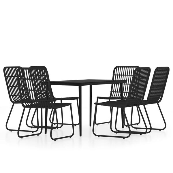 vidaXL 7 Piece Garden Dining Set Black