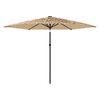 vidaXL Garden Parasol with LEDs and Steel Pole Brown 288x288x225 cm