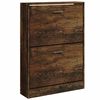 vidaXL Shoe Cabinet Smoked Oak 59x17x81 cm Engineered Wood