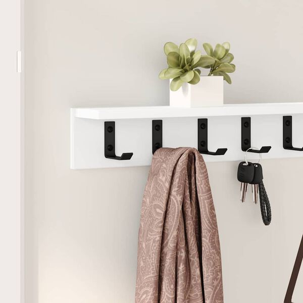 vidaXL Wall-Mounted Coat Rack Wall-mounted White 100 x 10.5 x 10.5 cm