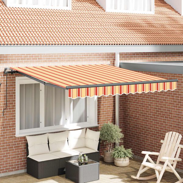 vidaXL Retractable Awning Manual Yellow and Orange 300 x 250 cm
