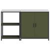 vidaXL Kitchen Storage Set with Shelf 2 pcs Olive Green Steel