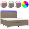 vidaXL Box Spring Bed with Mattress&LED Taupe 180x200 cm Fabric