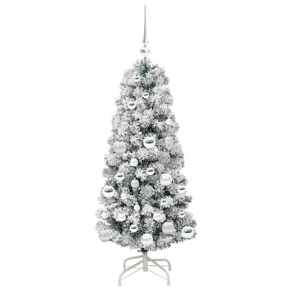 vidaXL Artificial Hinged Christmas Tree Green and White 120 cm