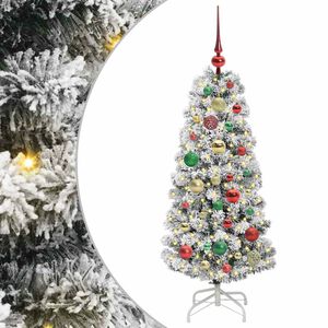 vidaXL Artificial Hinged Christmas Tree Green and White 120 cm