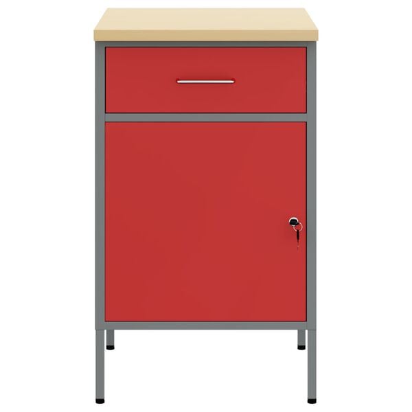 vidaXL Work Bench with Drawer with Lock Red and Grey 50 x 55 x 85 cm