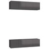 vidaXL TV Cabinets 4 pcs High Gloss Grey 60x30x30 cm Engineered Wood