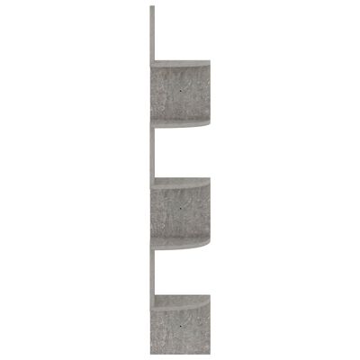 vidaXL Wall Corner Shelf Concrete Grey 19x19x123 cm Engineered Wood