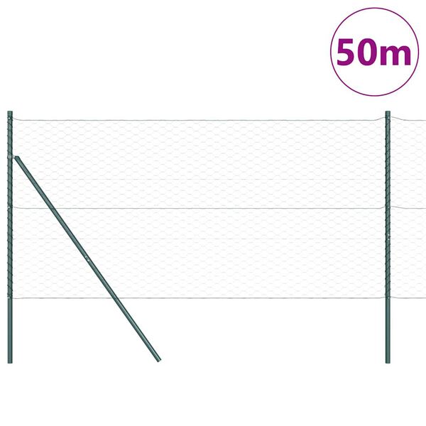 vidaXL Fence Post Grey 50 x 1.2 m (50 mm mesh) Steel and PVC