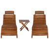 vidaXL 3 Piece Sunlounger with Tea Table Solid Acacia Wood