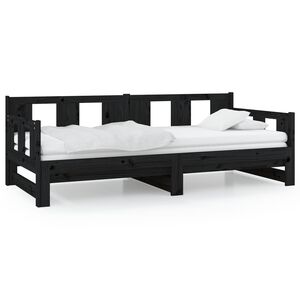vidaXL Pull-out Day Bed without Mattress Black 2x(80x200) cm