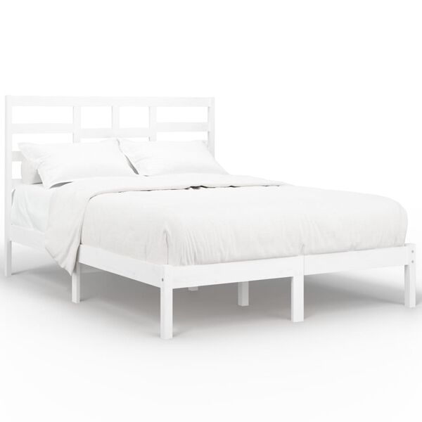 vidaXL Bed Frame without Mattress White Solid Wood 120x200 cm