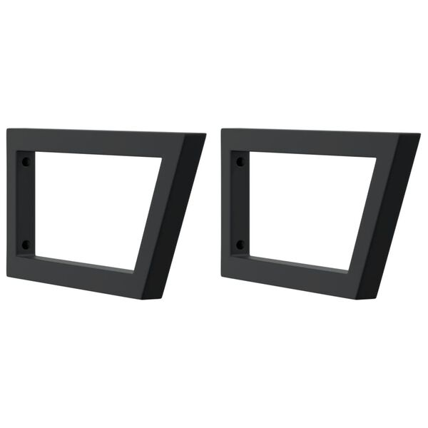 vidaXL Shelf Brackets for Washbasin 2 pcs Black Trapezium Steel