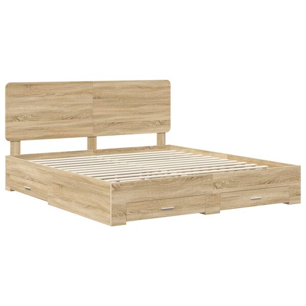 vidaXL Bed Frame with Drawer Sonoma Oak 180 x 200 cm Engineered Wood