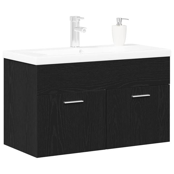 vidaXL Bathroom Cabinet Black Oak 80 x 38.5 x 46 cm Engineered Wood