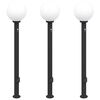 vidaXL Bollard Lights with Sensor&Outlet 3 pcs 120 cm Black IP44