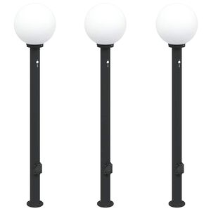 vidaXL Bollard Lights with Sensor&Outlet 3 pcs 120 cm Black IP44