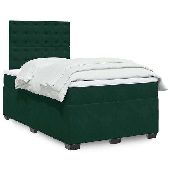 vidaXL Box Spring Bed with Mattress Dark Green 120x200 cm Velvet