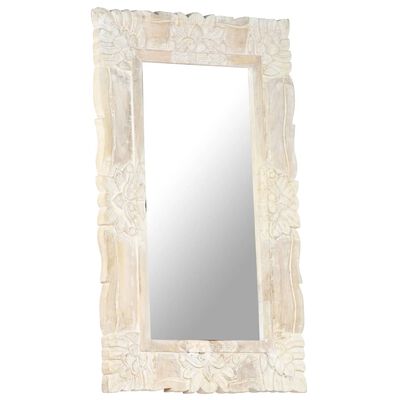 vidaXL Mirror White 80x50 cm Solid Mango Wood
