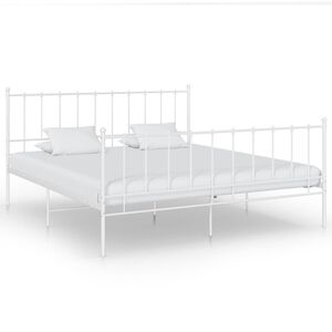 vidaXL Bed Frame without Mattress White Metal 140x200 cm