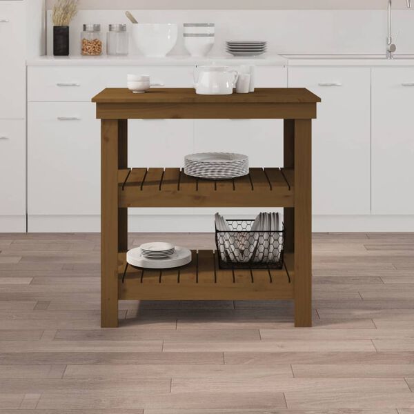 vidaXL Work Bench Honey Brown 78.5x50x80 cm Solid Wood Pine