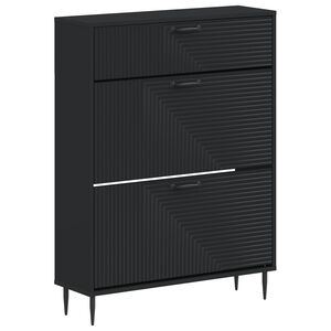 vidaXL Shoe Cabinet HAARLEM 78 x 24 x 103 cm Engineered Wood Black