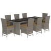 vidaXL 9 Piece Garden Dining Set with Cushions Grey Poly Rattan