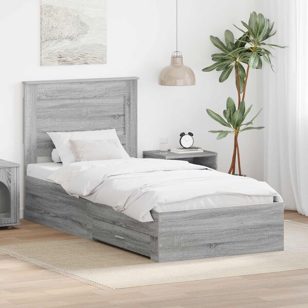 vidaXL Bed Frame with Drawer with Headboard Manual Engineered Wood