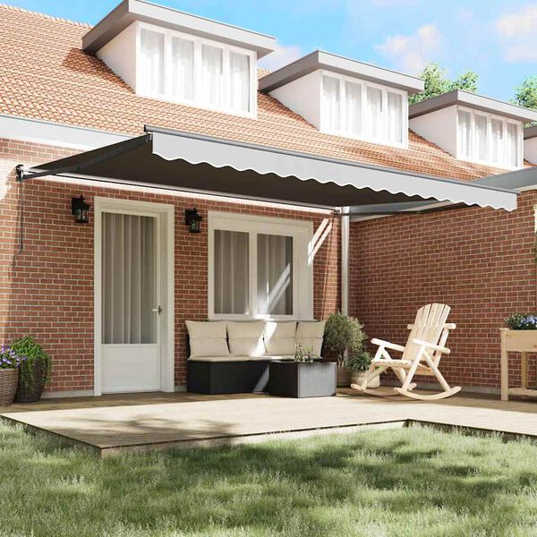 vidaXL Retractable Awning Manual Anthracite 500 x 300 cm Aluminium
