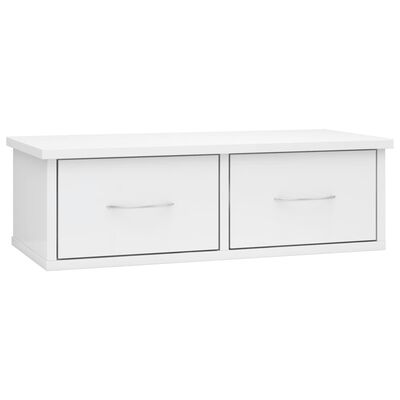 vidaXL Wall-mounted Drawer Shelf High Gloss White 60x26x18.5 cm Engineered Wood