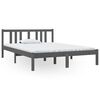 vidaXL Bed Frame without Mattress Grey Solid Wood 135x190 cm Double Double