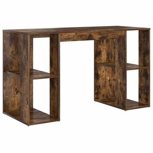 vidaXL Desk with Storage Smoked oak 130 x 50.5 x 75 cm Engineered Wood