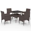 vidaXL 5 Piece Garden Dining Set Poly Rattan and Tempered Glass Brown