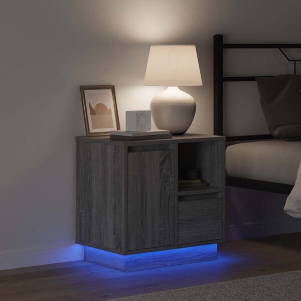 vidaXL Bedside Cabinet 2 pcs Grey 50 x 34.5 x 50 cm Engineered wood