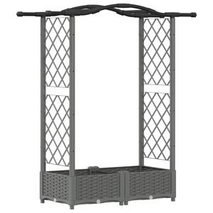 vidaXL Raised Bed with Trellis and Roof Light Grey 124 x 40 x 123 cm