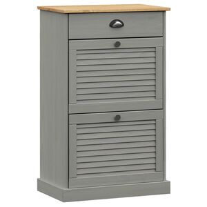 vidaXL Shoe Cabinet "VIGO" 60x35x96 cm Grey Solid Wood Pine