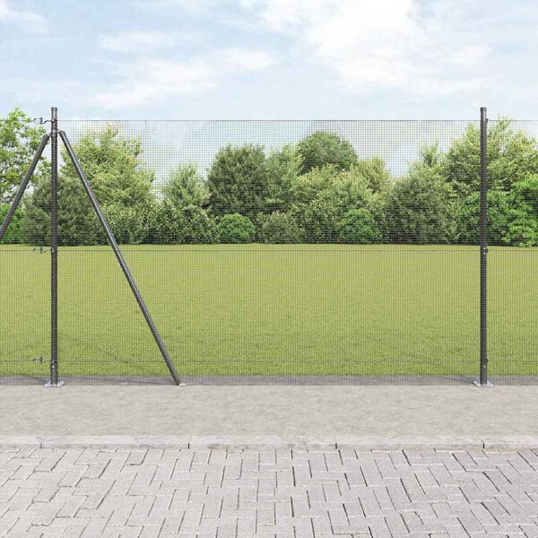 vidaXL Fence Post Grey 10 x 1.4 m (12 x 12 mm mesh) Steel and PVC