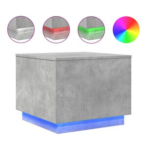 vidaXL Coffee Table with LED Lights Concrete Grey 50x50x40 cm