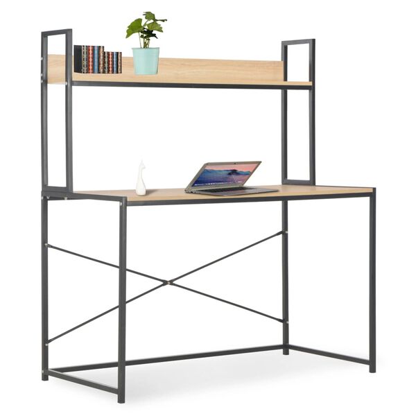 vidaXL Computer Desk Black and Oak 120x60x138 cm
