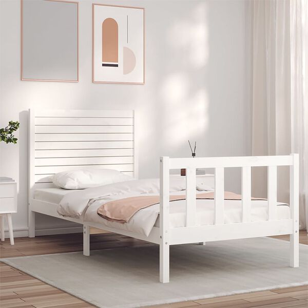 vidaXL Bed Frame without Mattress White 90x200 cm Solid Wood Pine