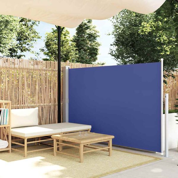 vidaXL Patio Retractable Side Awning 140x500 cm Blue