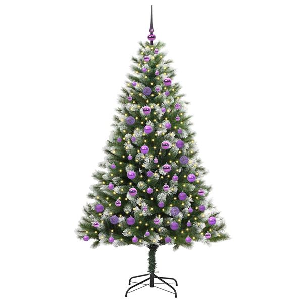 vidaXL Artificial Hinged Christmas Tree with Flocked Snow 180 cm