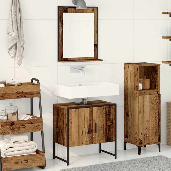 vidaXL Bathroom Furniture Set Wall-mounted 2 pcs Brown Engineered wood
