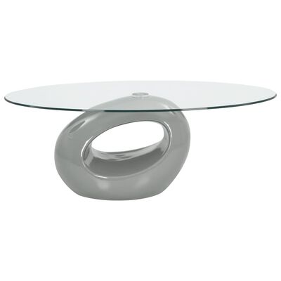 vidaXL Coffee Table with Oval Glass Top High Gloss Grey