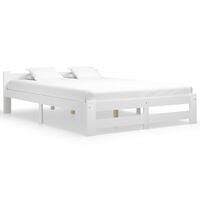 vidaXL Bed Frame White Solid Pine Wood 180x200 cm Super King